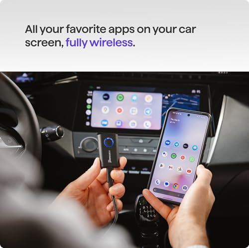 AAWireless TWO  Compatible with Android Auto & Apple Carplay 2 in 1 Wireless Adapter   Wireless Connection via Bluetooth & WiFi   iPhone X  & Android 11    Multifunctional Button   Made in Europe