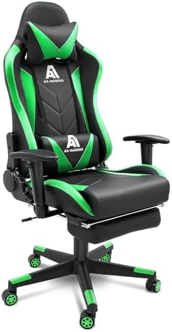 AA Products Gaming Chair High Back Ergonomic Computer Racing Chair Adjustable Office Chair with Footrest  Lumbar Support Swivel Chair   Grey