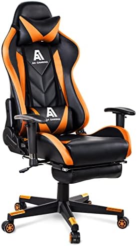 AA Products Gaming Chair High Back Ergonomic Computer Racing Chair Adjustable Office Chair with Footrest  Lumbar Support Swivel Chair   Grey