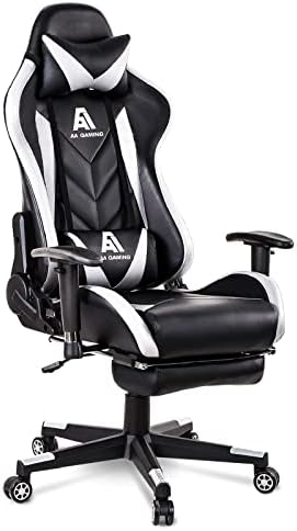 AA Products Gaming Chair High Back Ergonomic Computer Racing Chair Adjustable Office Chair with Footrest  Lumbar Support Swivel Chair   Grey