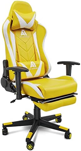 AA Products Gaming Chair High Back Ergonomic Computer Racing Chair Adjustable Office Chair with Footrest  Lumbar Support Swivel Chair   Grey