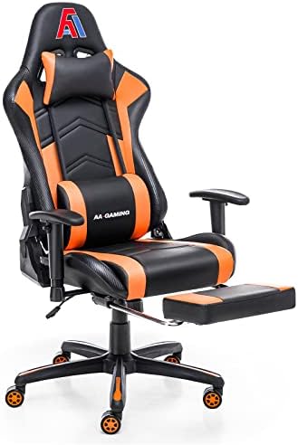 AA Products Gaming Chair High Back Ergonomic Computer Racing Chair Adjustable Office Chair with Footrest  Lumbar Support Swivel Chair   Grey