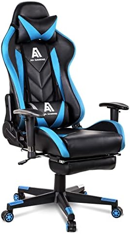 AA Products Gaming Chair High Back Ergonomic Computer Racing Chair Adjustable Office Chair with Footrest  Lumbar Support Swivel Chair   Grey