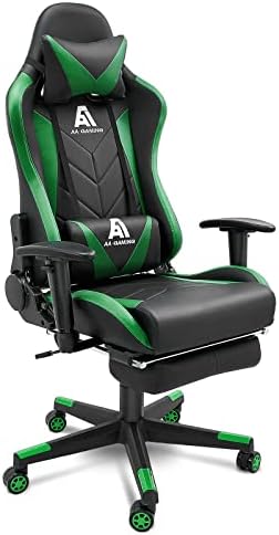 AA Products Gaming Chair High Back Ergonomic Computer Racing Chair Adjustable Office Chair with Footrest  Lumbar Support Swivel Chair   Grey