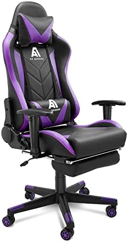 AA Products Gaming Chair High Back Ergonomic Computer Racing Chair Adjustable Office Chair with Footrest  Lumbar Support Swivel Chair   Grey