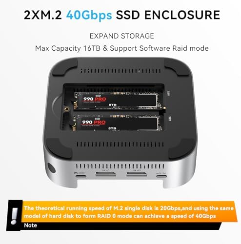 ACASIS 40Gbps Mac mini M4 Dock & Stand with Dual Bay NVMe SSD Enclosure  Aluminum DP Hub for Mac mini M4 and M4 Pro 2024  4K60Hz DP  3X10G USB A  PD 30W  SD/TF 4 0  Support Dual SSD B M M Key