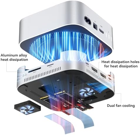 ACASIS 40Gbps Mac mini M4 Dock & Stand with Dual Bay NVMe SSD Enclosure  Aluminum DP Hub for Mac mini M4 and M4 Pro 2024  4K60Hz DP  3X10G USB A  PD 30W  SD/TF 4 0  Support Dual SSD B M M Key