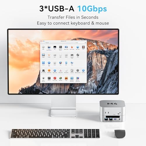 ACASIS 40Gbps Mac mini M4 Dock & Stand with Dual Bay NVMe SSD Enclosure  Aluminum DP Hub for Mac mini M4 and M4 Pro 2024  4K60Hz DP  3X10G USB A  PD 30W  SD/TF 4 0  Support Dual SSD B M M Key