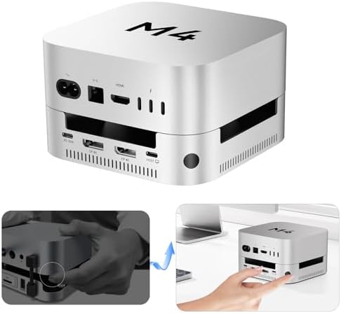 ACASIS 40Gbps Mac mini M4 Dock & Stand with Dual Bay NVMe SSD Enclosure  Aluminum DP Hub for Mac mini M4 and M4 Pro 2024  4K60Hz DP  3X10G USB A  PD 30W  SD/TF 4 0  Support Dual SSD B M M Key