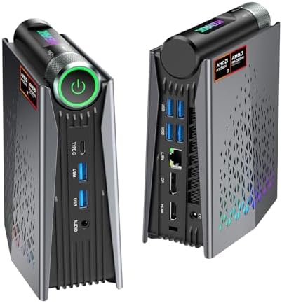 ACEMAGICIAN S3A Mini PC  Ryzen 7 8745HS up to 4 9GHz   16GB DDR5 5600MHz 512GB NVMe SSD Computers with Radeon 780M  Light Gaming PCs for Home Offices RGB WiFi6 BT5 2 Dual Fan 3 Modes Win11 Pro Desktop