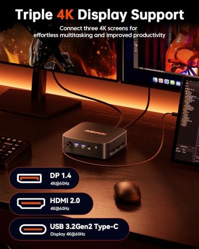 ACEMAGIC K1 Mini PC AMD Ryzen 4300U  Up to 3 7Ghz   16GB DDR4 512GB SSD  Mini Computer with Radeon Graphics  4K Triple Display USB C 28W Performance  Ethernet VESA  WiFi/BT  Business & Home Office