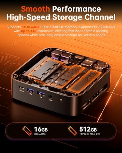 ACEMAGIC K1 Mini PC AMD Ryzen 4300U  Up to 3 7Ghz   16GB DDR4 512GB SSD  Mini Computer with Radeon Graphics  4K Triple Display USB C 28W Performance  Ethernet VESA  WiFi/BT  Business & Home Office