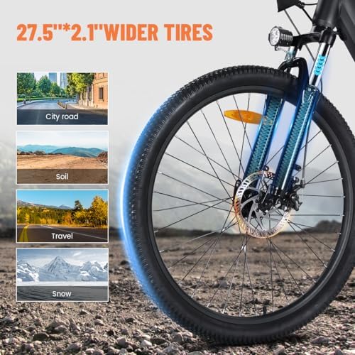 ACTBEST Core Electric Bike for Adults   Peak 1200W Brushless Motor Mountain Ebike 500Wh Removable Built in Battery Up to 55 Miles  27 5X2 1 Tire Step Over Bicycle  Commute E Bikes with 7 Speed