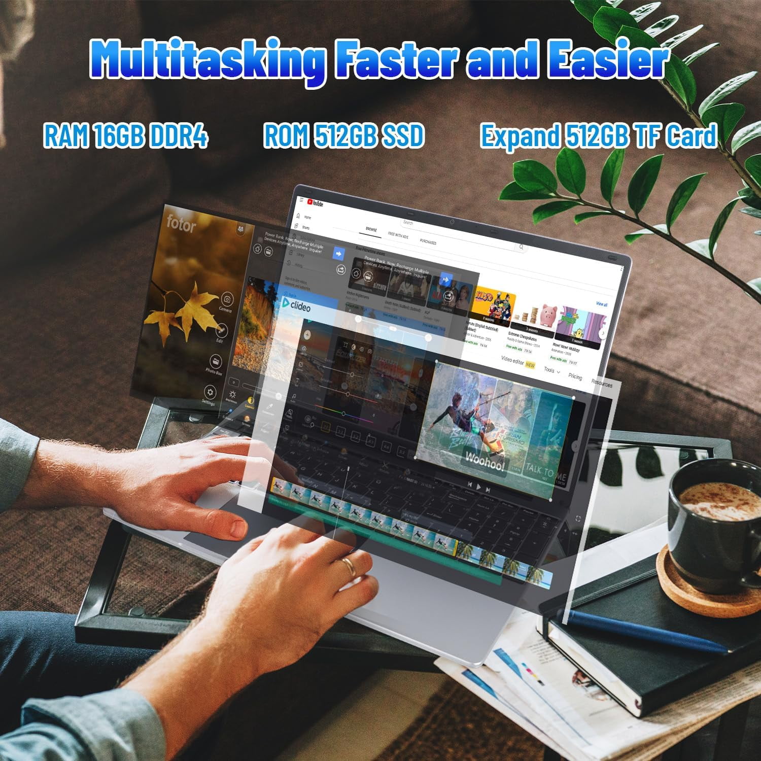 AEEZO 15 6 inch Laptop  16GB RAM 512GB ROM  Intel Celeron Quad Core  N5095 1080P FHD  38000mWh Battery  Windows 11 Laptop Computers Support WiFi  Bluetooth  Type C  TF Card