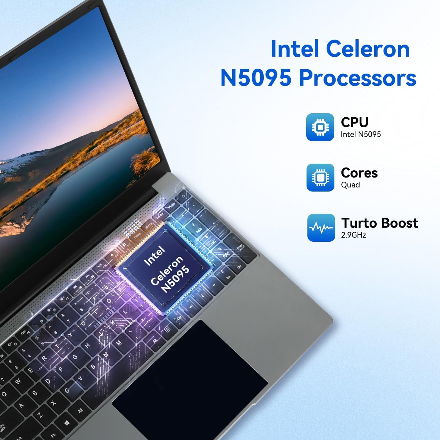 AEEZO 15 6 inch Laptop  16GB RAM 512GB ROM  Intel Celeron Quad Core  N5095 1080P FHD  38000mWh Battery  Windows 11 Laptop Computers Support WiFi  Bluetooth  Type C  TF Card