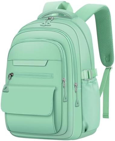 AFGWK Cute Backpack for School Teen Girls Green Bookbag Aesthetic Womens Travel Book Bags for School Kids Student Back Packs