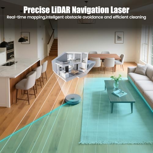 AIRROBO T25  Robot Vacuum and Mop Combo 5500Pa Powerful Suction  Self Emptying  60 Day Capacity  240 Mins  Smart APP Control  Multi Floor Mapping Perfect for Hard Floors  Carpets  and Pet Hair