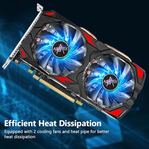 AISURIX RX 580 Graphics Card  2048SP  Real 8GB  GDDR5  256 Bit  Pc Gaming Video Card  2XDP  HDMI  PCI Express 3 0 with Freeze Fan Stop for Desktop Computer Gaming Gpu