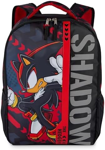 AI ACCESSORY INNOVATIONS Sonic The Hedgehog Backpack for Boys & Girls  Shadow 16 Inch Schoolbag with Reflective Ink  Black