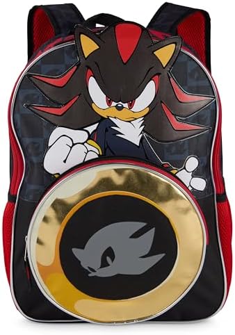 AI ACCESSORY INNOVATIONS Sonic The Hedgehog Backpack for Boys & Girls  Shadow 16 Inch Schoolbag with Reflective Ink  Black