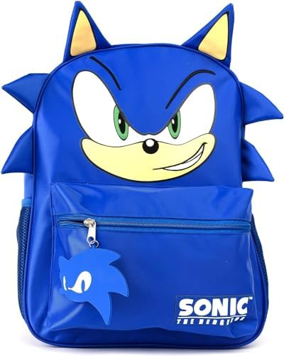 AI ACCESSORY INNOVATIONS Sonic The Hedgehog Backpack for Boys & Girls  Shadow 16 Inch Schoolbag with 3D Features  Durable School Bag for Kids