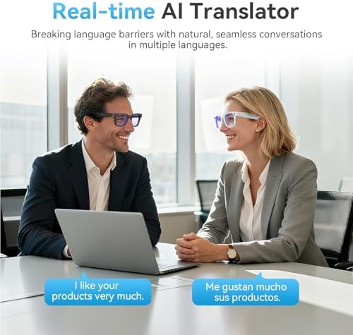 AI Smart Glasses for Men Women 8MP 2K HD Camera Glasses AI Voice Control AI Photo Recognition Real Time Translation Smart Sunglasses with Bluetooth Call IP67 Waterproof for Driving Outdoor  2 Lenses 