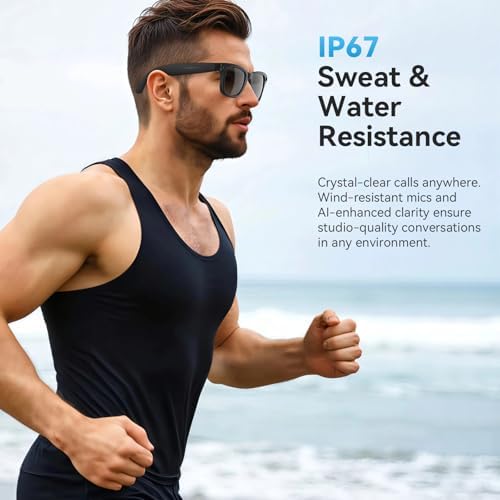 AI Smart Glasses for Men Women 8MP 2K HD Camera Glasses AI Voice Control AI Photo Recognition Real Time Translation Smart Sunglasses with Bluetooth Call IP67 Waterproof for Driving Outdoor  2 Lenses 