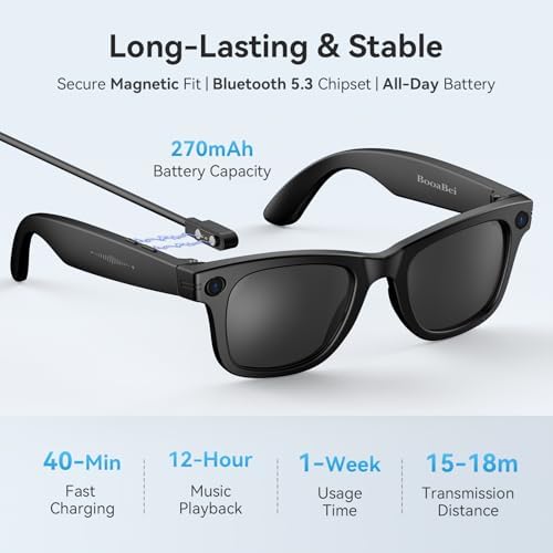 AI Smart Glasses for Men Women 8MP 2K HD Camera Glasses AI Voice Control AI Photo Recognition Real Time Translation Smart Sunglasses with Bluetooth Call IP67 Waterproof for Driving Outdoor  2 Lenses 