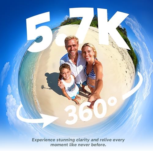 AKASO 360 Action Camera Drone View Combo  5 7K 360 Video with 1/2 48MP Sensors  72MP 360 Photo  360 SuperSmooth  118 inch  3m  Invisible Selfie Stick  360  Horizon Lock  AI Tracking