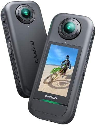 AKASO 360 Weatherproof 360  Action Camera   5 7K 360 Video with 1/2 48MP Sensors  72MP 360 Photo  360 SuperSmooth  2 29 Touchscreen  Invisible Selfie Stick Effect  360  Horizon Lock  AI Tracking