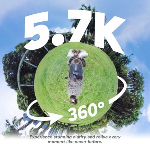 AKASO 360 Weatherproof 360  Action Camera   5 7K 360 Video with 1/2 48MP Sensors  72MP 360 Photo  360 SuperSmooth  2 29 Touchscreen  Invisible Selfie Stick Effect  360  Horizon Lock  AI Tracking