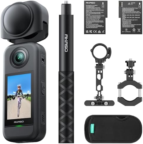 AKASO 360 Weatherproof 360  Action Camera   5 7K 360 Video with 1/2 48MP Sensors  72MP 360 Photo  360 SuperSmooth  2 29 Touchscreen  Invisible Selfie Stick Effect  360  Horizon Lock  AI Tracking