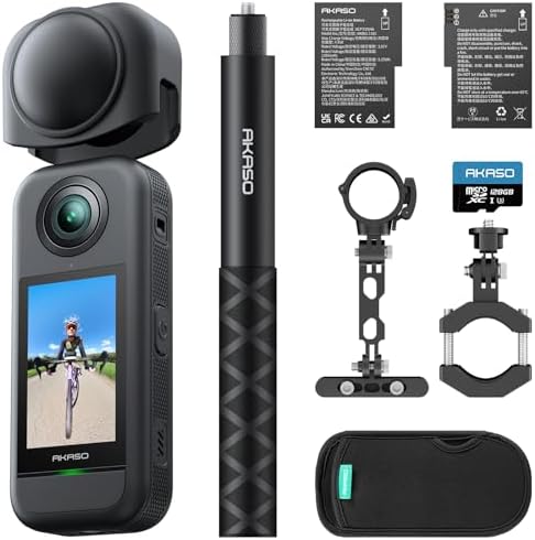 AKASO 360 Weatherproof 360  Action Camera   5 7K 360 Video with 1/2 48MP Sensors  72MP 360 Photo  360 SuperSmooth  2 29 Touchscreen  Invisible Selfie Stick Effect  360  Horizon Lock  AI Tracking