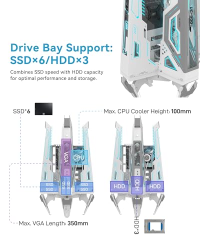 ALSEYE StarArk Full Tower Gaming PC Case with 9 16 LCD Screen  E ATX Compatibility  4xHDD/4xSSD Bays  360mm Radiator Support & Tempered Glass