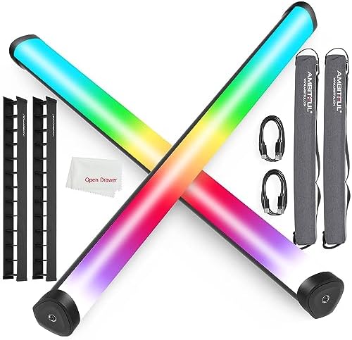 AMBITFUL A2Pro Full Color Tube Light  2500K 8500K CRI 95 TLCI 97 Video Light  RGB CCT HSI Mode  22 FX Light Effect  APP Control Support  Magnet Design  A2 Pro 2PCS with Grid 