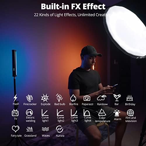 AMBITFUL A2 RGB LED Light Wand  Full Color Magnetic Video Light Stick Handheld Tube Light with 29 Effects  2500 8500K  2500mAh  CRI 95  for Photography  YouTube  TikTok  A2 
