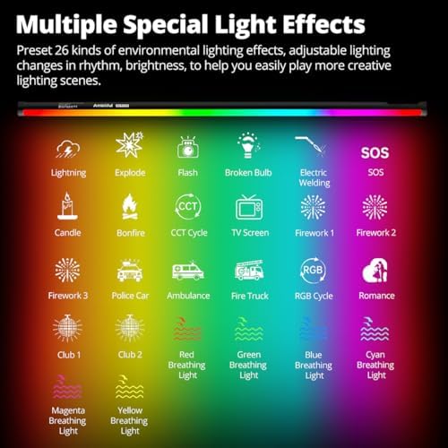 AMBITFUL Handheld Light Stick  30W RGB LED Video Light Stick 2500K 8500K Adjustable 3300mAh Rechargeable Tube Light High CRI 95 /TLCI 97 for Photography  TikTok  YouTube  Vlogging  Studio Lighting