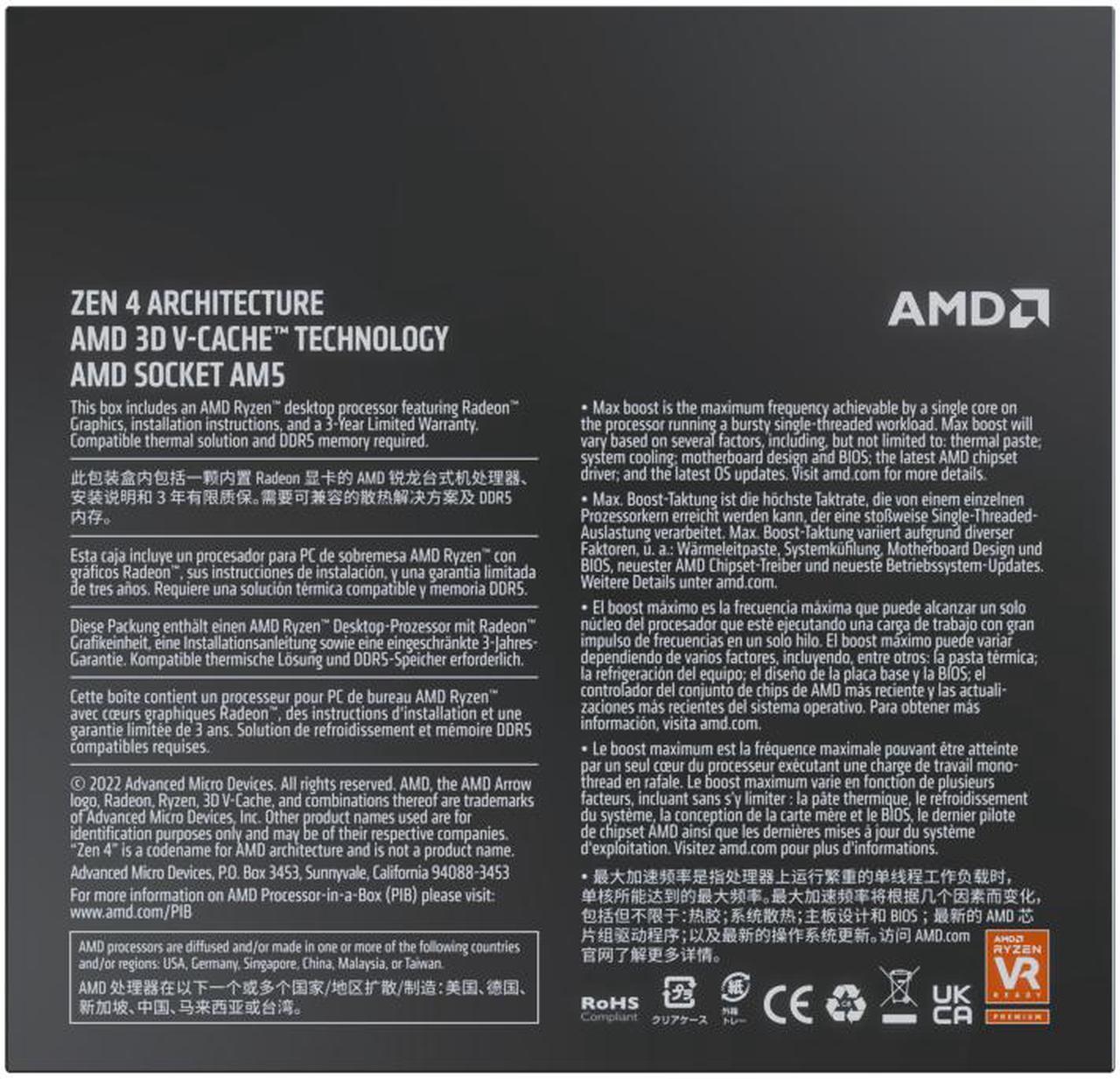 AMD Ryzen 7 7800X3D   Ryzen 7 7000 Series Zen 4 8 Core 4 2 GHz   Socket AM5 120W   AMD Radeon Graphics Desktop Processor   100 100000910WOF