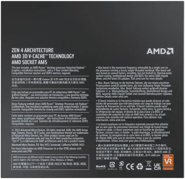 AMD Ryzen 7 7800X3D   Ryzen 7 7000 Series Zen 4 8 Core 4 2 GHz   Socket AM5 120W   AMD Radeon Graphics Desktop Processor   100 100000910WOF