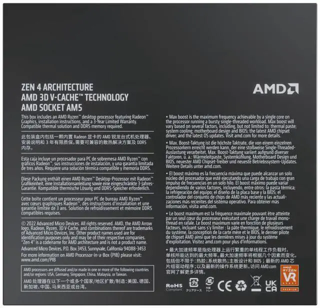 AMD Ryzen 7 7800X3D   Ryzen 7 7000 Series Zen 4 8 Core 4 2 GHz   Socket AM5 120W   AMD Radeon Graphics Desktop Processor   100 100000910WOF