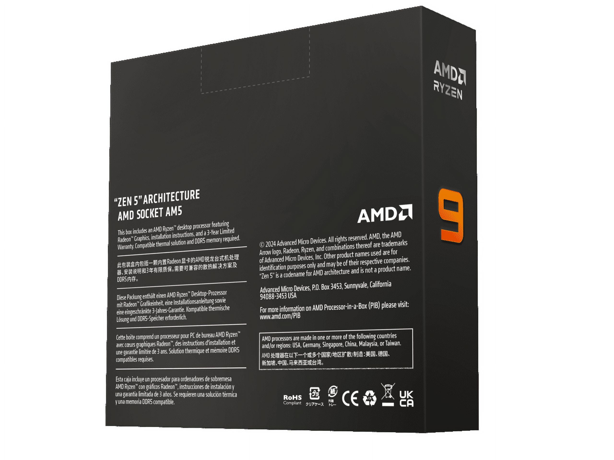 AMD Ryzen 9 9900X   Ryzen 9 9000 Series Granite Ridge  Zen 5  12 Core 4 4 GHz   Socket AM5 120W   Radeon Graphics Processor   100 100000662WOF