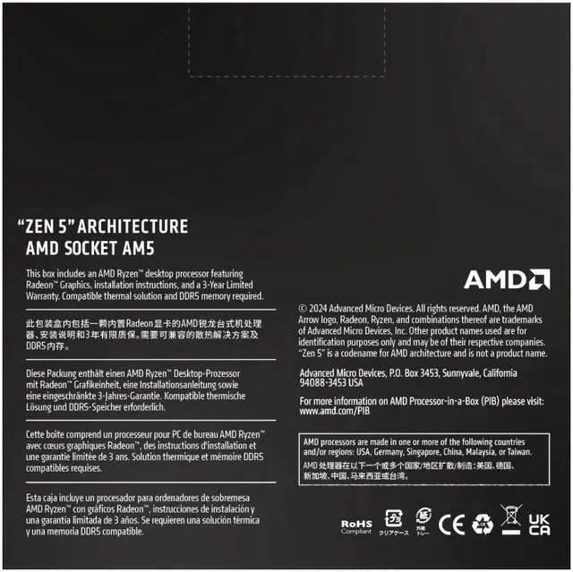 AMD Ryzen 9 9900X   Ryzen 9 9000 Series Granite Ridge  Zen 5  12 Core 4 4 GHz   Socket AM5 120W   Radeon Graphics Processor   100 100000662WOF
