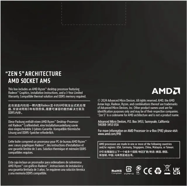 AMD Ryzen 9 9950X   Ryzen 9 9000 Series Granite Ridge  Zen 5  16 Core 4 3 GHz   Socket AM5 170W   Radeon Graphics Processor   Bulk   OEM