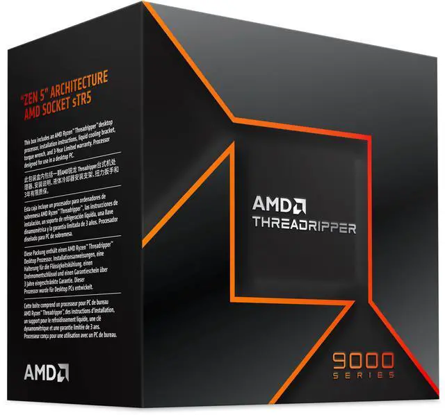 AMD Ryzen Threadripper 9980X - Ryzen Threadripper Serie 9000 Shimada Peak 64 núcleos 3,2 GHz Socket sTR5 350 W Sin procesador gráfico integrado - 100-000001593WOF