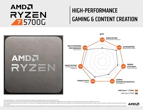 AMD Ryzen  7 5700G 8 Core  16 Thread Desktop Processor with Radeon  Graphics