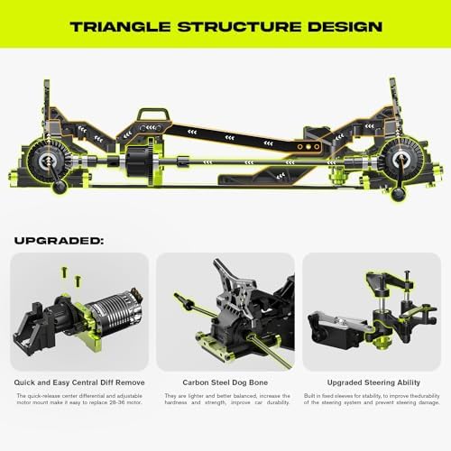 AMORIL 1/10 RTR Brushless Fast RC Cars for Adults Max 50mph Hobby Electric Off Road Monster Truck Waterproof High Speed RC Car 4WD Remote Control Car with 3S Lipo Green