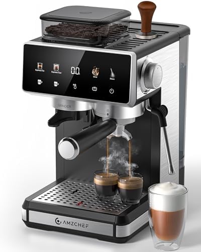 AMZCHEF Espresso Machine with Grinder  3 Temp 197 205  Professional Espresso Machine  3 10s Pre Infusion  20 Grind Settings  Latte Cappuccino Maker Home Barista  Black