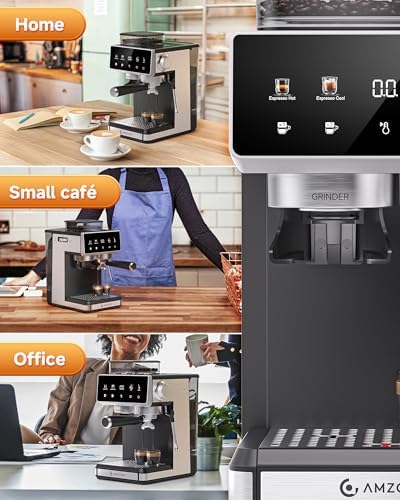 AMZCHEF Espresso Machine with Grinder  3 Temp 197 205  Professional Espresso Machine  3 10s Pre Infusion  20 Grind Settings  Latte Cappuccino Maker Home Barista  Black
