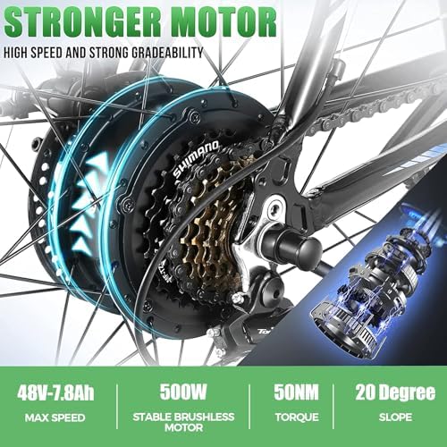 ANCHEER Electric Bike for Adults   Peak 750W Motor  Electric Mountain Bike  26 Sunshine Ebike  55 Miles 20 22MPH Electric Bicycle with 48V/374Wh Battery  7/21Speed  UL2849 Compliant