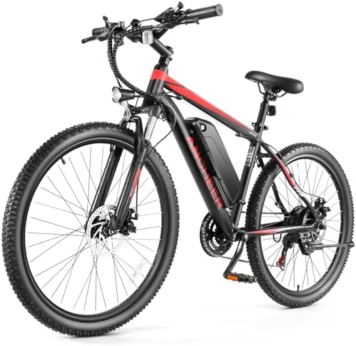 ANCHEER Electric Bike for Adults   Peak 750W Motor  Electric Mountain Bike  26 Sunshine Ebike  55 Miles 20 22MPH Electric Bicycle with 48V/374Wh Battery  7/21Speed  UL2849 Compliant